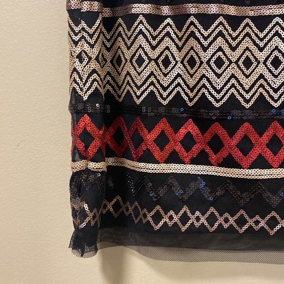 Chelsea & Violet Black Mini Skirt with Red Silver & Gold Sequin - Picture 3 of 8